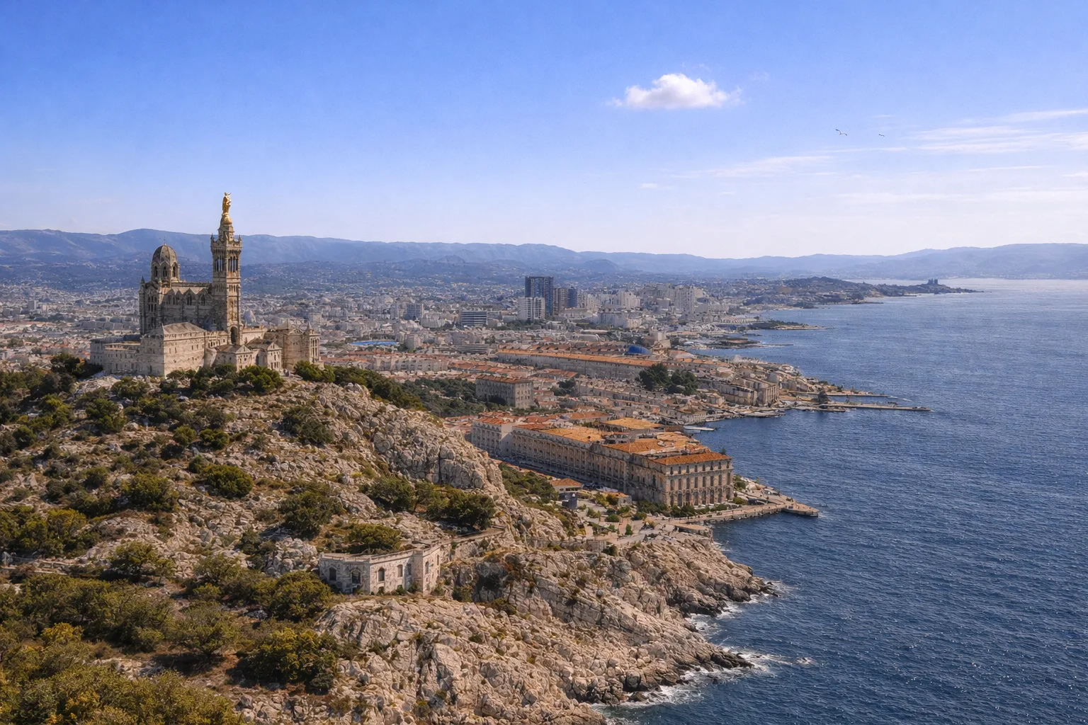 Marsylia rejs 1 dzień – widok na Vieux-Port i bazylikę Notre-Dame de la Garde